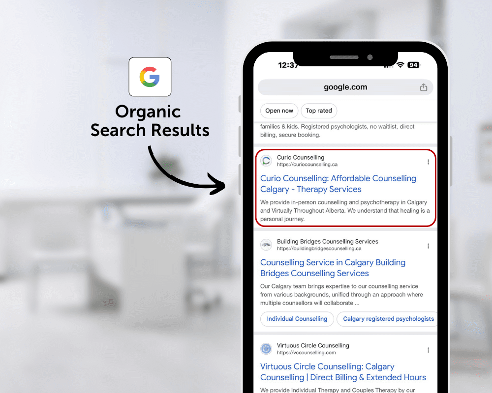 Google Organic Search Results in Calgary SEO services